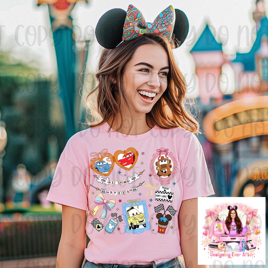 Locket and Charm Bracelet Cartoon Automobiles Character Shirt