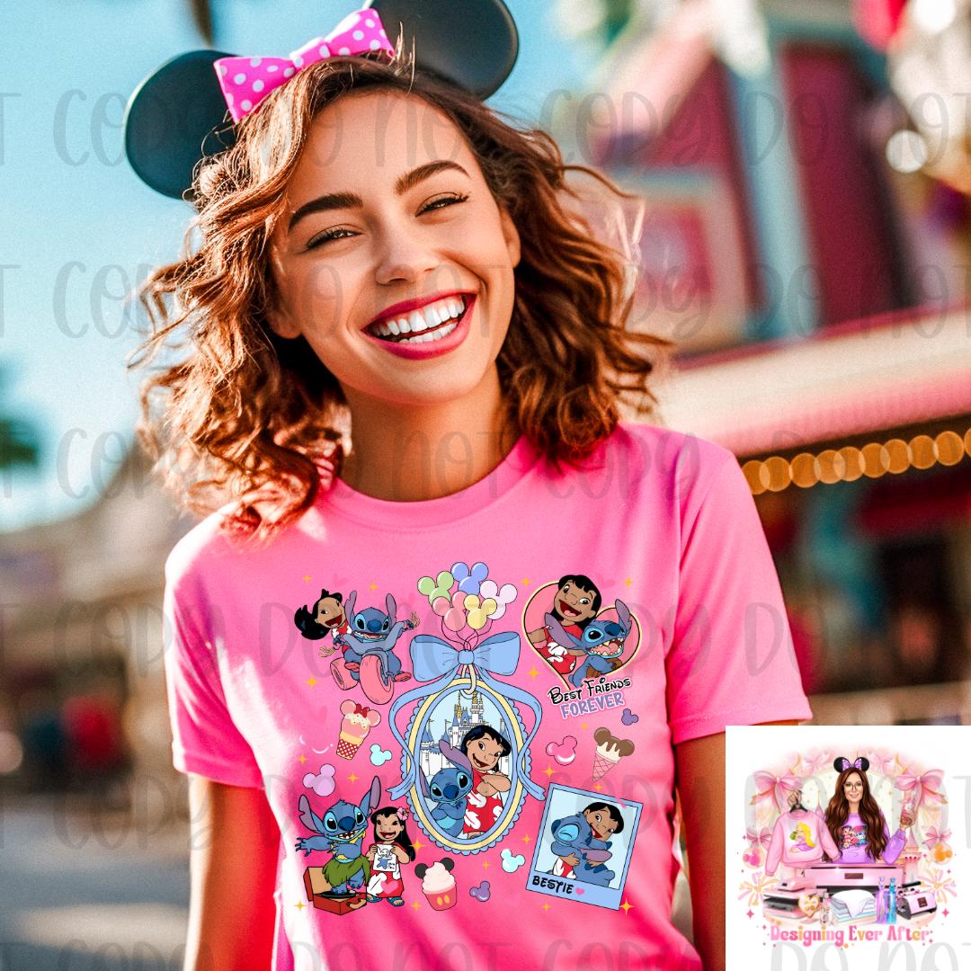 Coquette Locket and Charm Bracelet Bow Frame Blue Alien and Friend Shirt