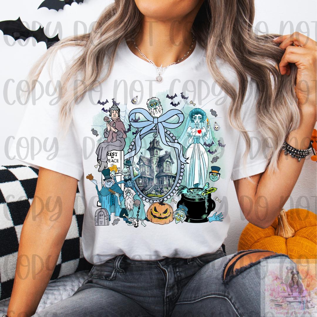 Bow Coquette Haunted House Mashup Hitchhiking Ghosts Shirt
