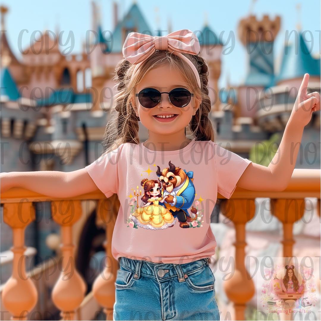 Cute Cartoon Beauty Beast Belle Kids Shirt