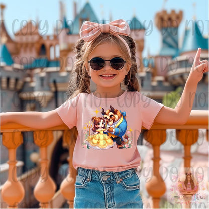 Cute Cartoon Beauty Beast Belle Kids Shirt