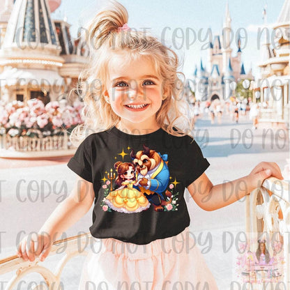 Cute Cartoon Beauty Beast Belle Kids Shirt