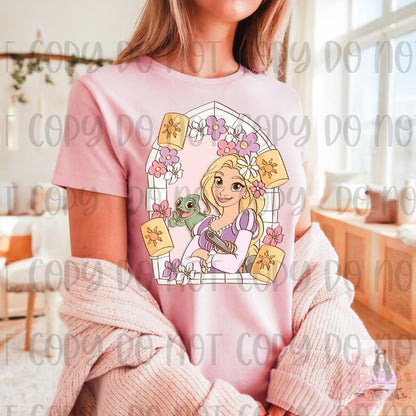 Pastel Long Haired Princess with cute Lizard Friend Shirt
