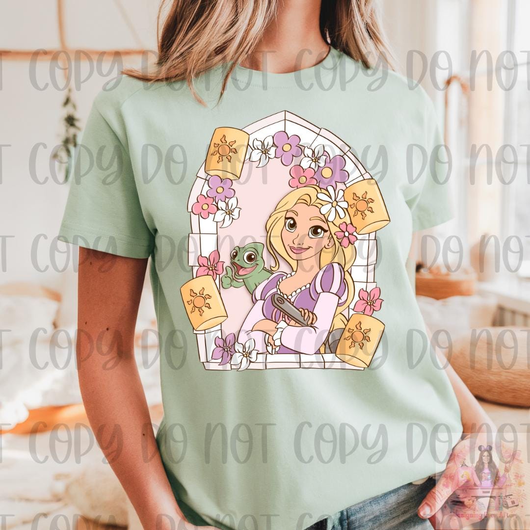 Pastel Long Haired Princess with cute Lizard Friend Shirt