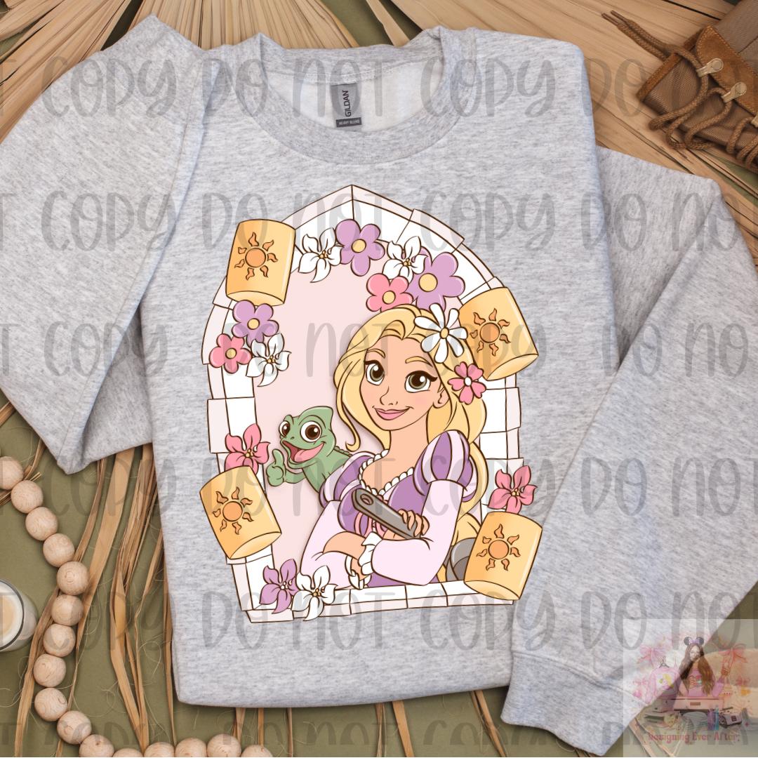 Pastel Long Haired Princess with cute Lizard Friend Shirt