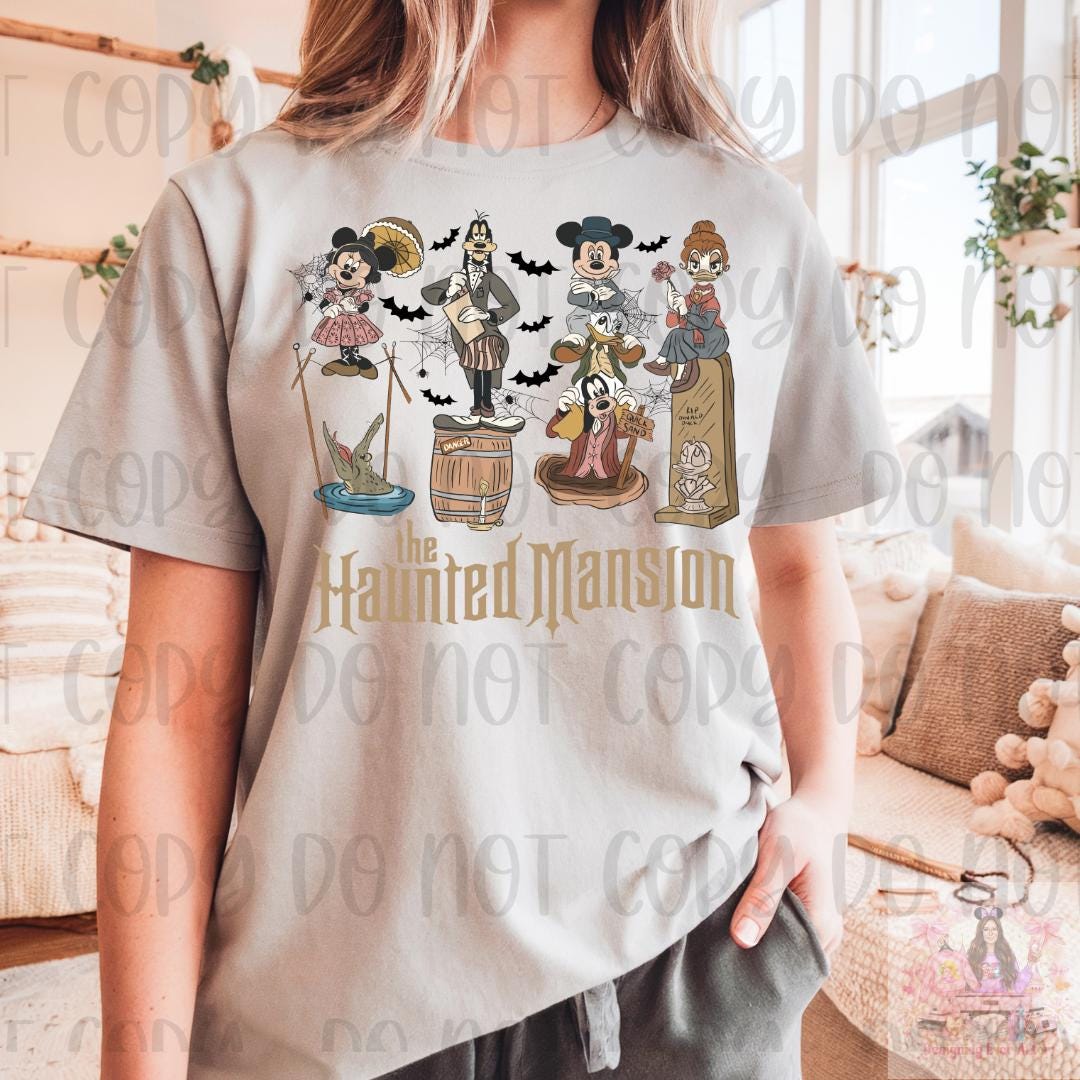 Cute Haunted House Shirt, Mouse and Friends Stretching Room Shirt