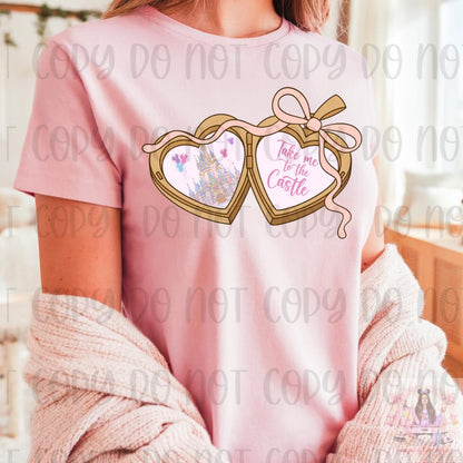 Coquette Locket Heart Bow Magical Castle Take Me to The Castle Shirt