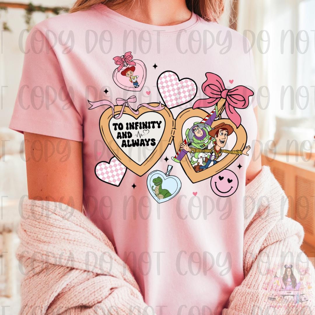 To Infinity and Always Toy Friends Heart Bow Locket Shirt