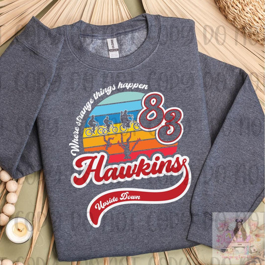 Retro Hawkins Indiana Where Strange Things Happen Upside Down Shirt