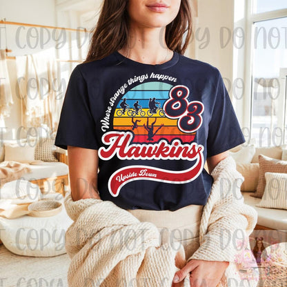Retro Hawkins Indiana Where Strange Things Happen Upside Down Shirt