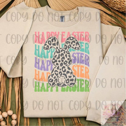 Happy Easter Shirt, Easter Bunny Shirt, Leopard Bunny Shirt, Retro Easter Shirt, Pastel Easter Shirt