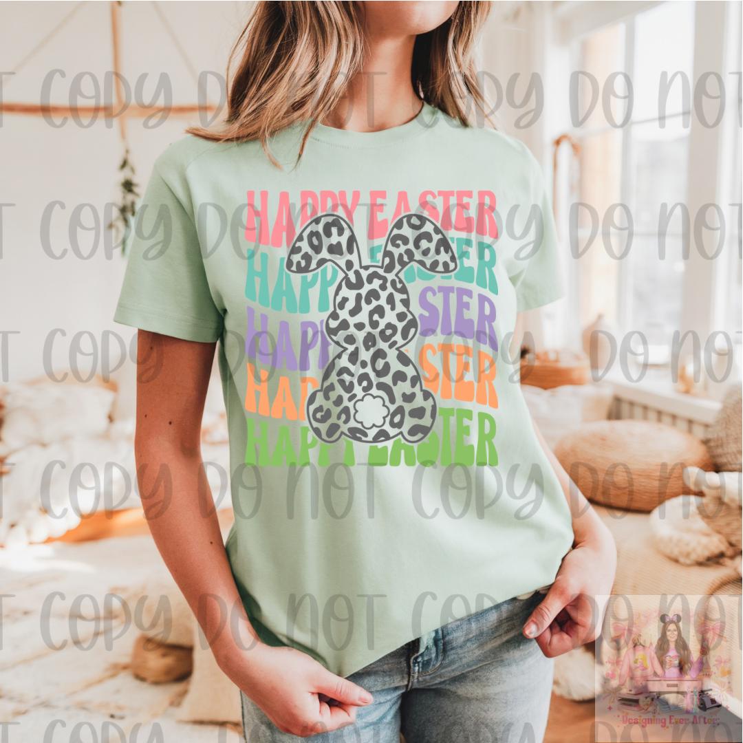 Happy Easter Shirt, Easter Bunny Shirt, Leopard Bunny Shirt, Retro Easter Shirt, Pastel Easter Shirt