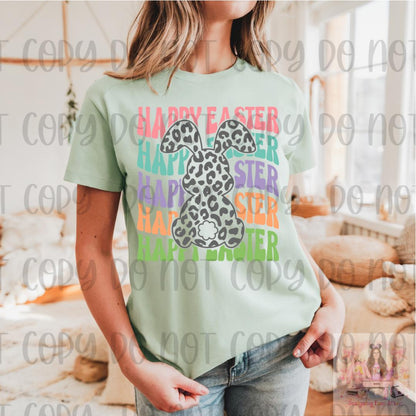 Happy Easter Shirt, Easter Bunny Shirt, Leopard Bunny Shirt, Retro Easter Shirt, Pastel Easter Shirt