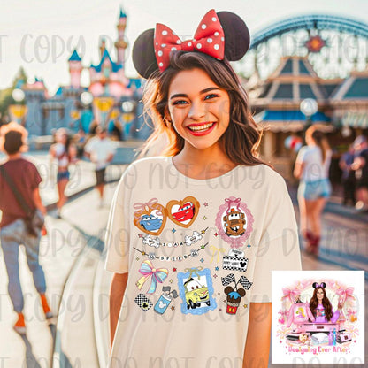 Locket and Charm Bracelet Cartoon Automobiles Character Shirt