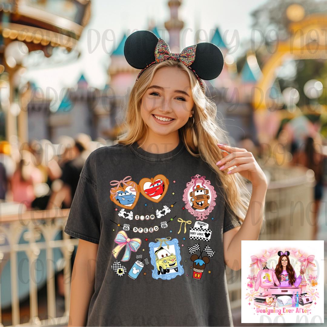 Locket and Charm Bracelet Cartoon Automobiles Character Shirt