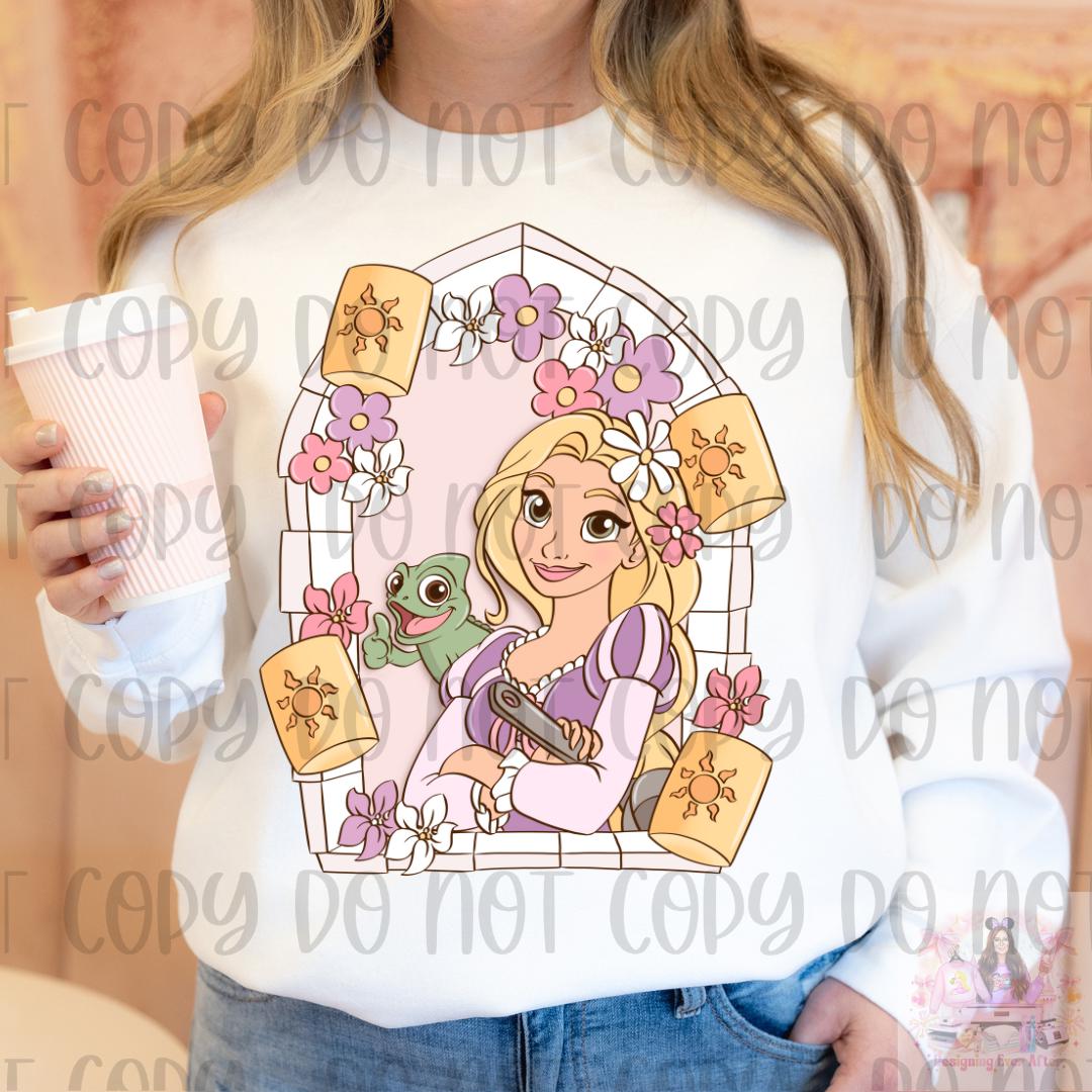 Pastel Long Haired Princess with cute Lizard Friend Shirt