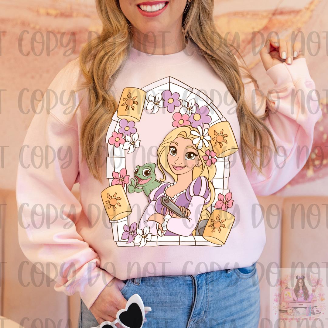Pastel Long Haired Princess with cute Lizard Friend Shirt