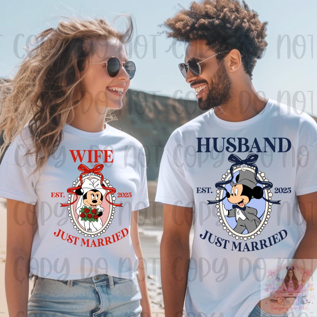 Magical Mouse Couples Just Married Wife Shirt