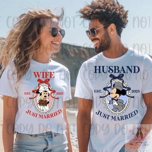Magical Mouse Couples Just Married Wife Shirt