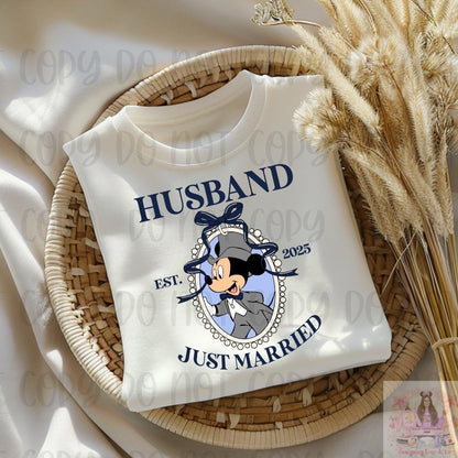 Magical Mouse Couples Just Married Husband Shirt