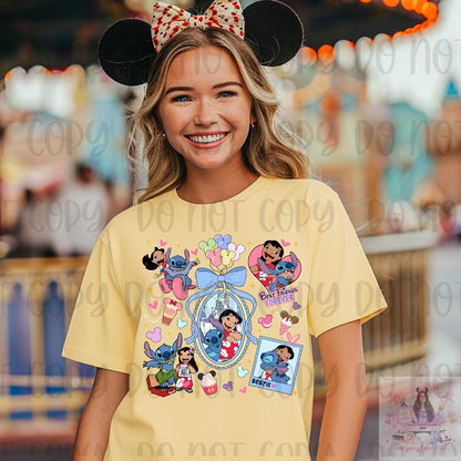 Coquette Locket and Charm Bracelet Bow Frame Blue Alien and Friend Shirt