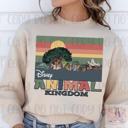 Safari Theme Park Vintage Style Color Block Shirt