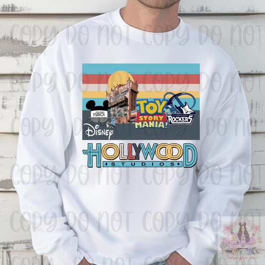 Movie Theme Park Vintage Style Color Block Shirt