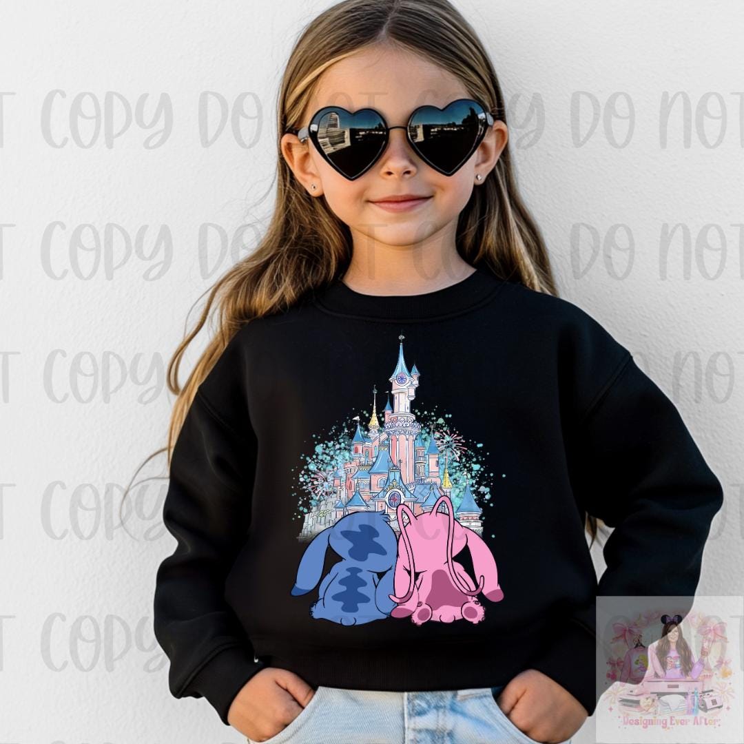 Pink and Blue Alien Couple Castle Kids Shirt