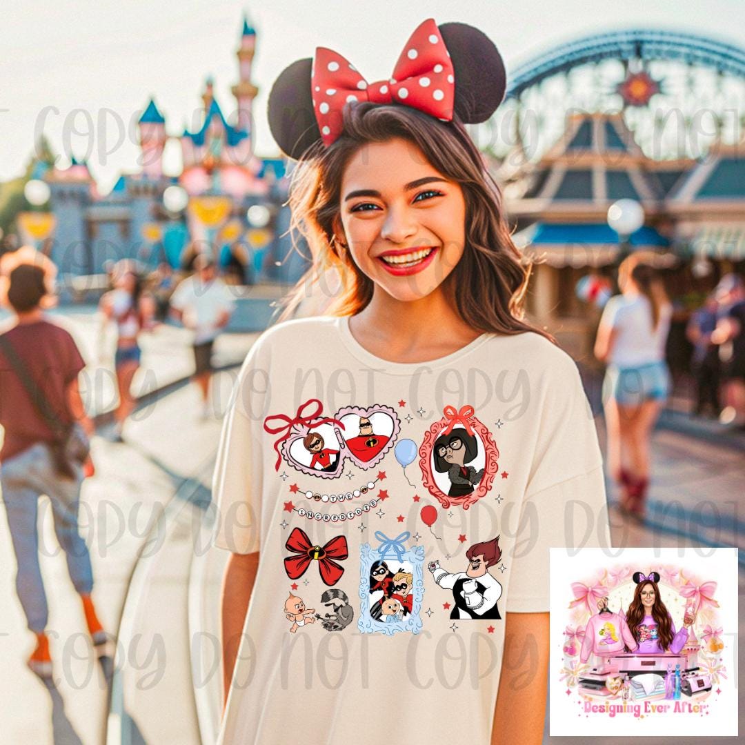 Coquette Locket and Charm Bracelet Bow Frame Super Family Shirt