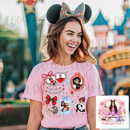 Coquette Locket and Charm Bracelet Bow Frame Super Family Shirt