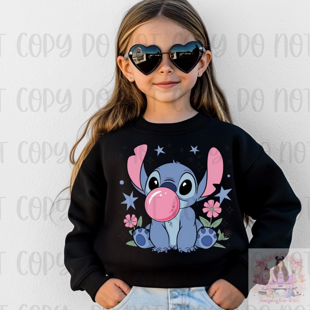 Adorable Blue Alien Blowing Bubble Shirt