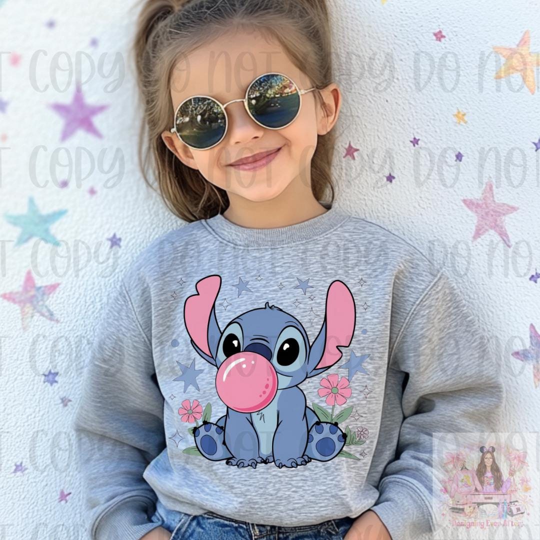 Adorable Blue Alien Blowing Bubble Shirt