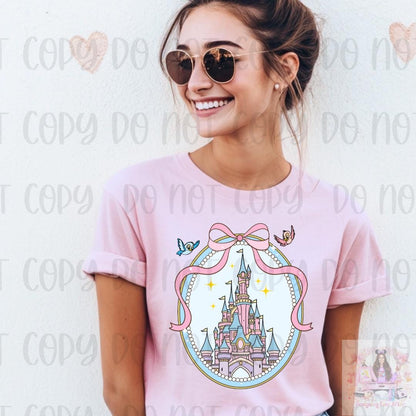 Coquette Magical Castle Pink Bow Frame Shirt
