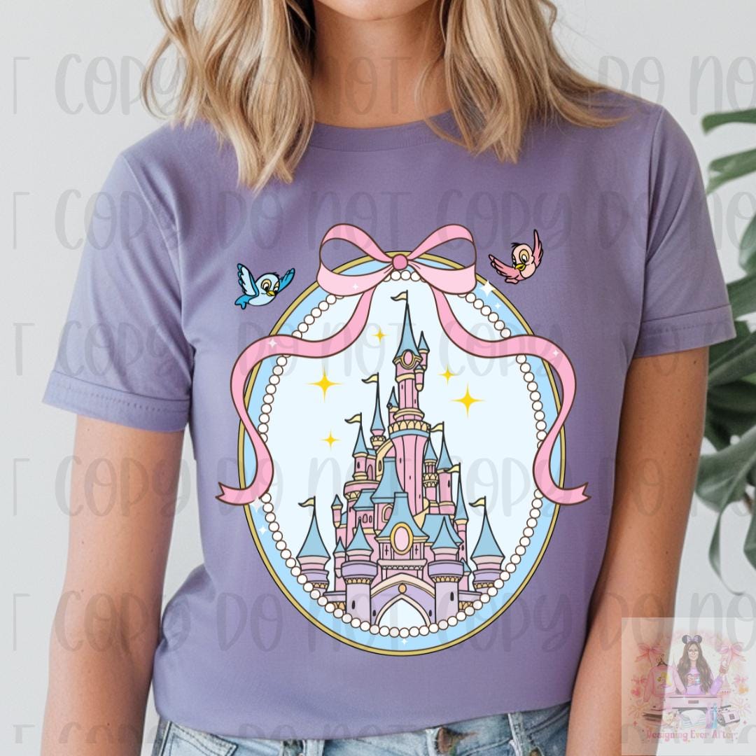 Coquette Magical Castle Pink Bow Frame Shirt