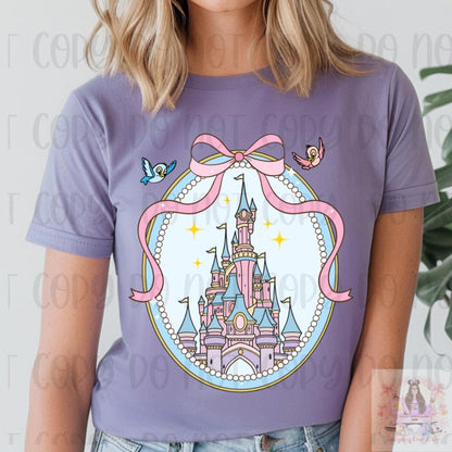 Coquette Magical Castle Pink Bow Frame Shirt