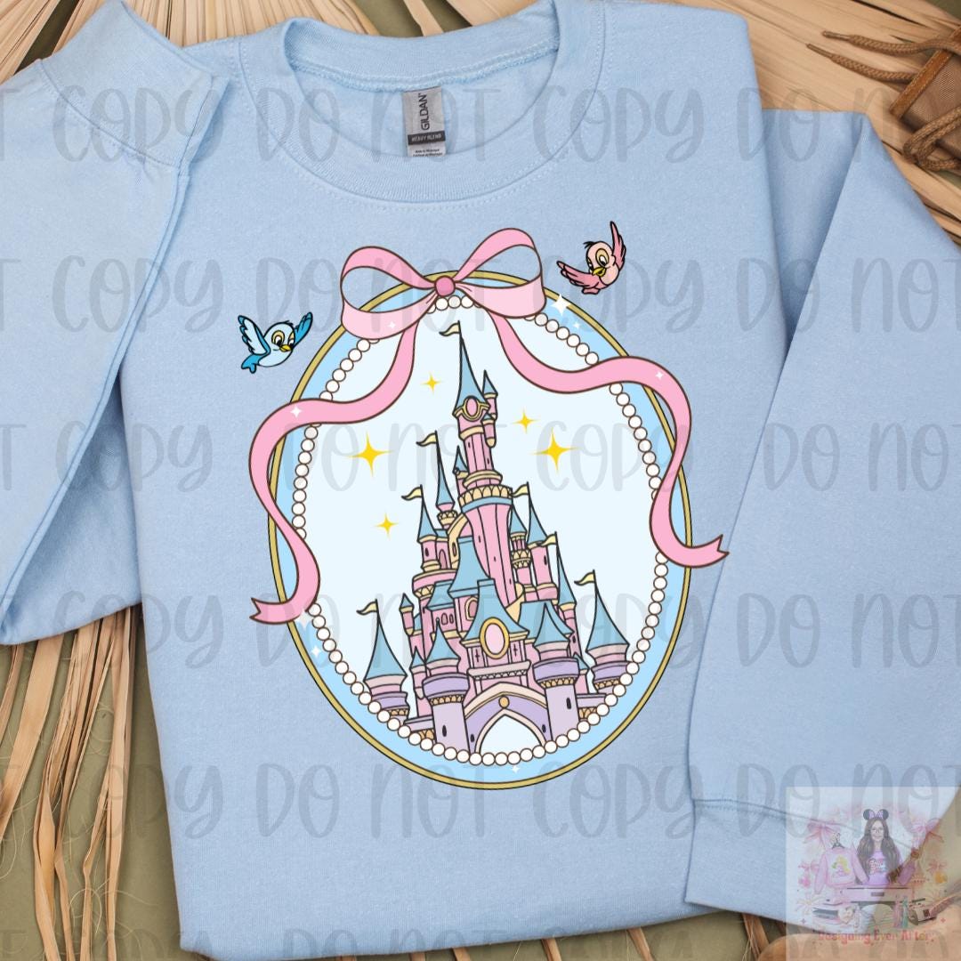 Coquette Magical Castle Pink Bow Frame Shirt