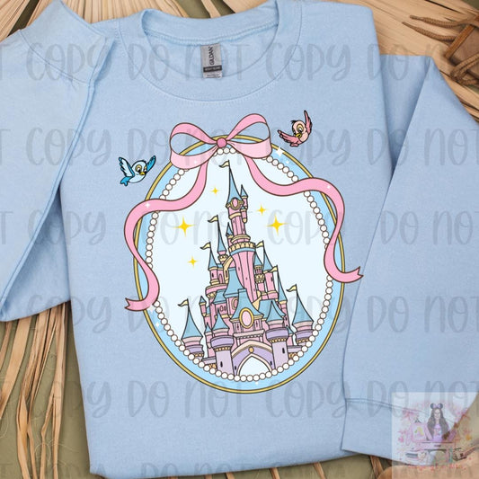 Coquette Magical Castle Pink Bow Frame Shirt