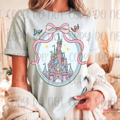 Coquette Magical Castle Pink Bow Frame Shirt