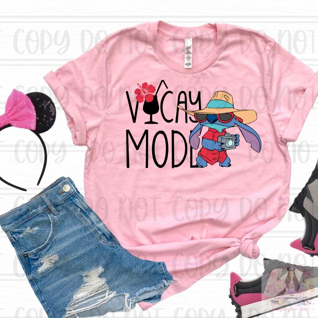 Blue Alien Vacay Mode Tropical Vacation Shirt