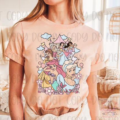 Retro Princess Mashup Fairytale Castle Shirt