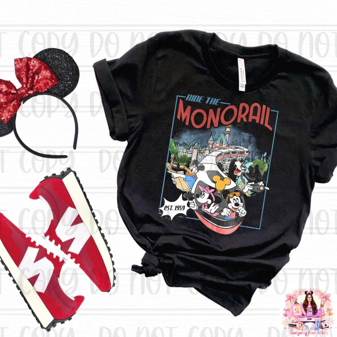 Retro Mouse and Friends Ride the Monorail Please Stand Clear Of The Doors Shirt
