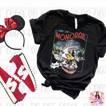 Retro Mouse and Friends Ride the Monorail Please Stand Clear Of The Doors Shirt