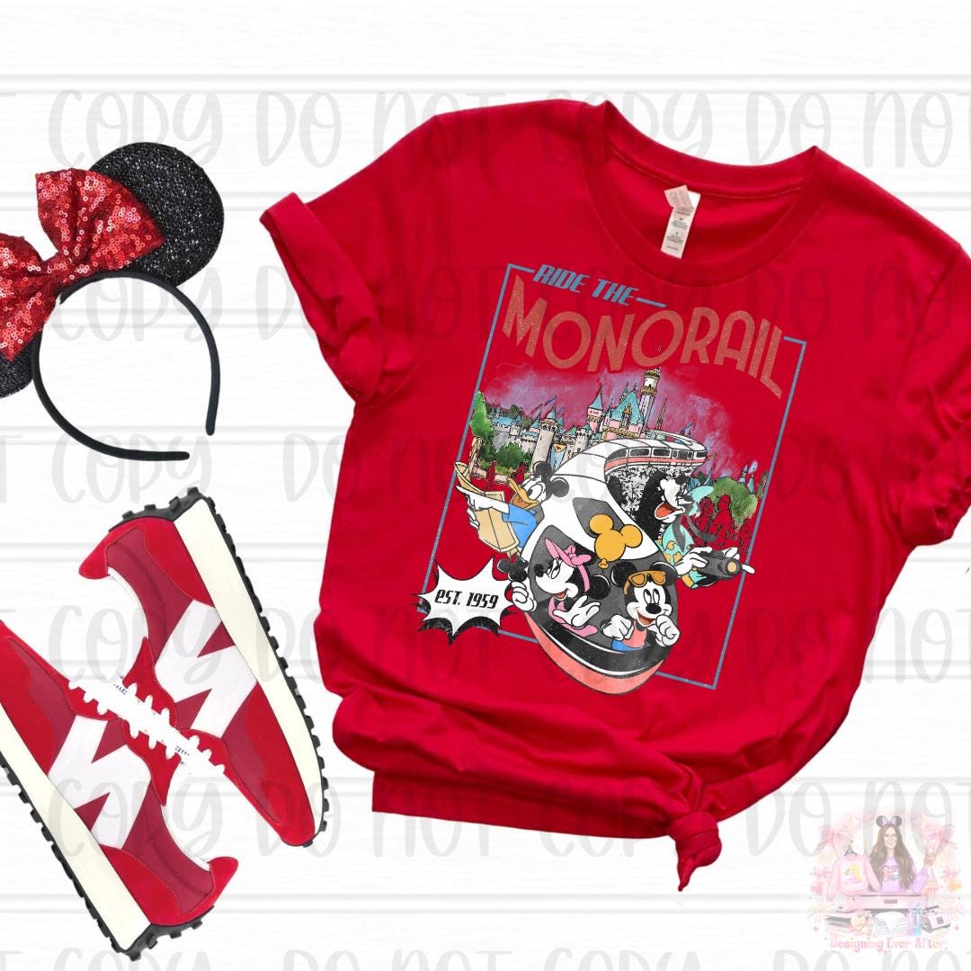 Retro Mouse and Friends Ride the Monorail Please Stand Clear Of The Doors Shirt