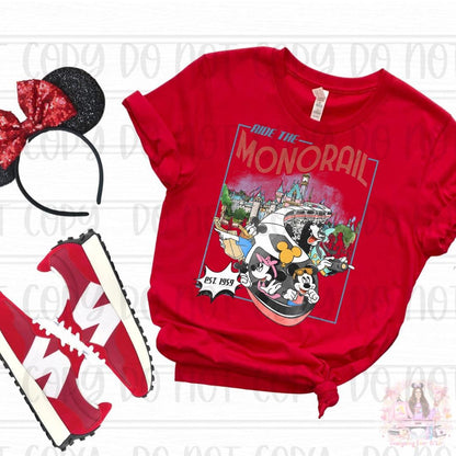 Retro Mouse and Friends Ride the Monorail Please Stand Clear Of The Doors Shirt