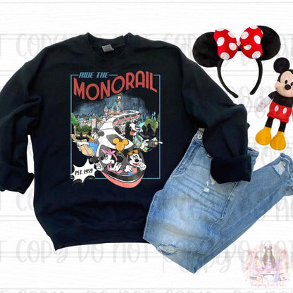 Retro Mouse and Friends Ride the Monorail Please Stand Clear Of The Doors Shirt