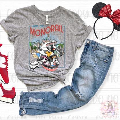 Retro Mouse and Friends Ride the Monorail Please Stand Clear Of The Doors Shirt