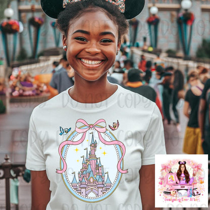 Coquette Magical Castle Pink Bow Frame Shirt