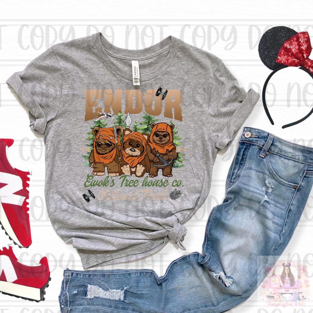 Cute Forest Animal Tree House Endor National Park Shirt