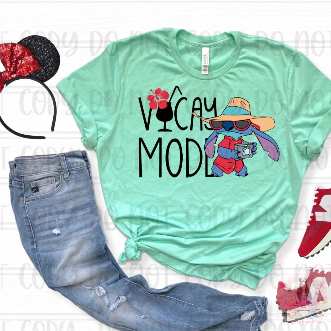 Blue Alien Vacay Mode Tropical Vacation Shirt