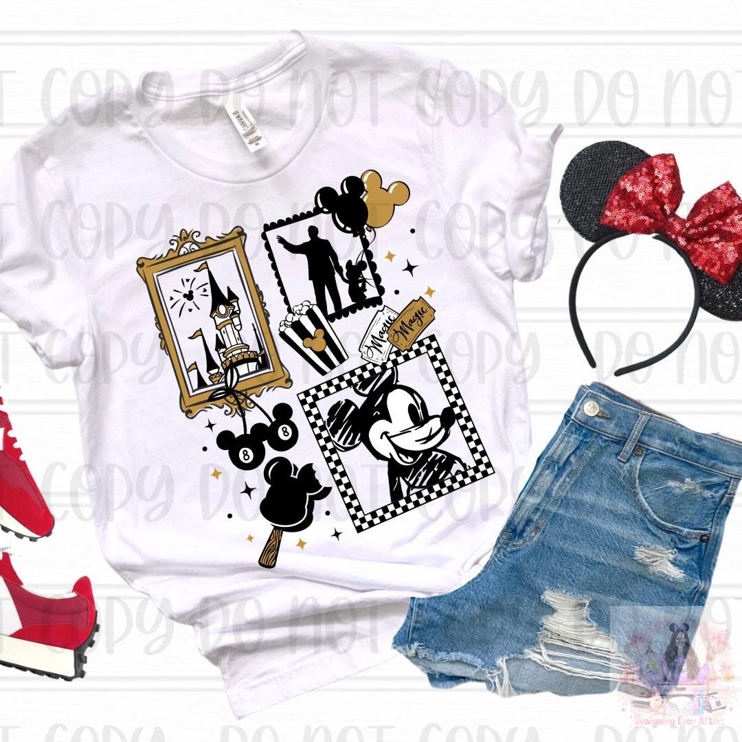 Black and Gold Coquette Frame Walt & Magical Mouse Shirt